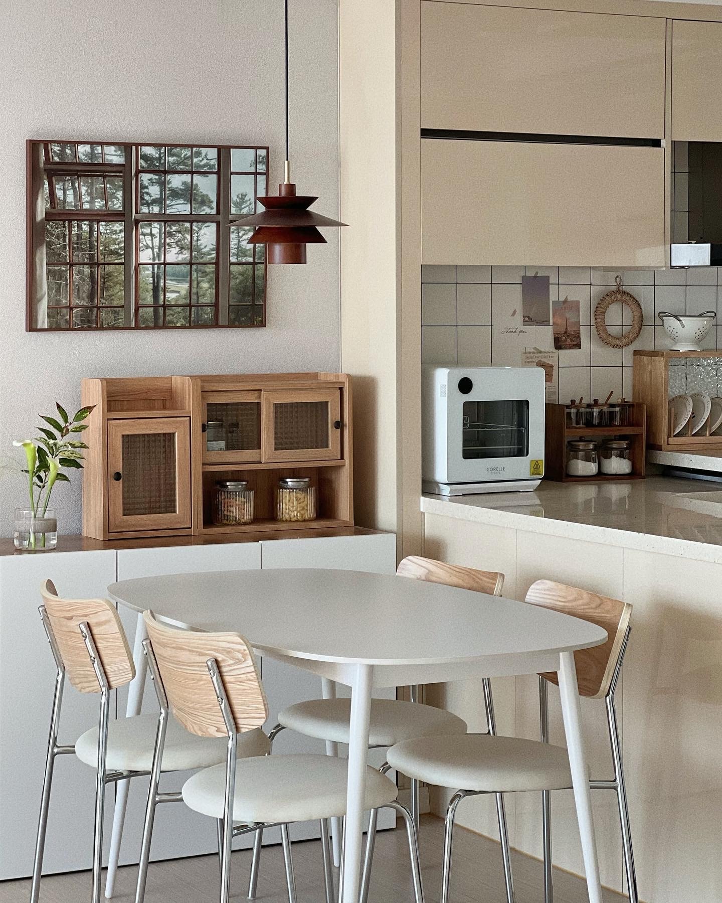 Mini Wooden Hutch Cabinet with Sliding Glass Doors user photo