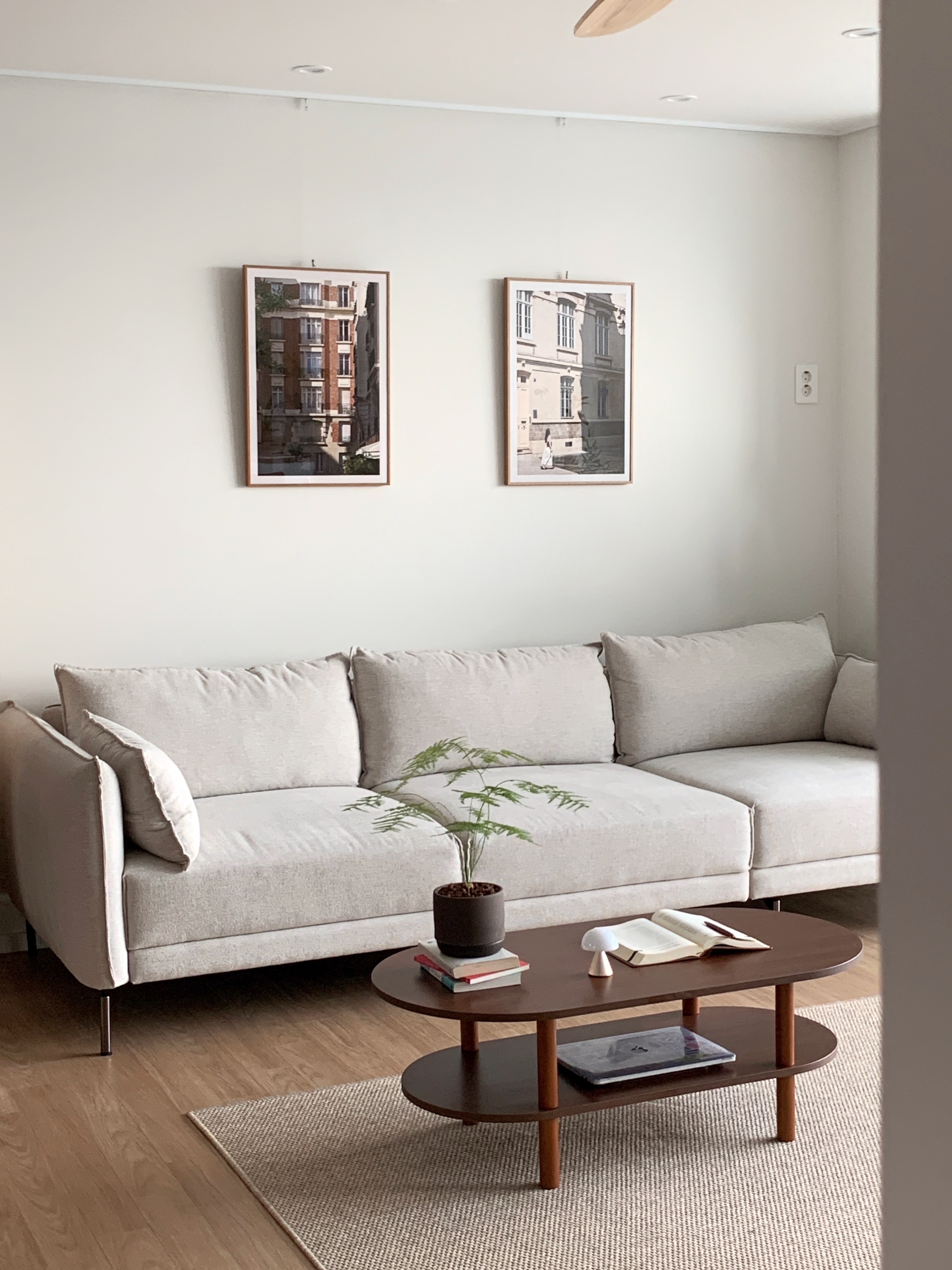 Walnut Oval Coffee Table with Storage Shelf user photo