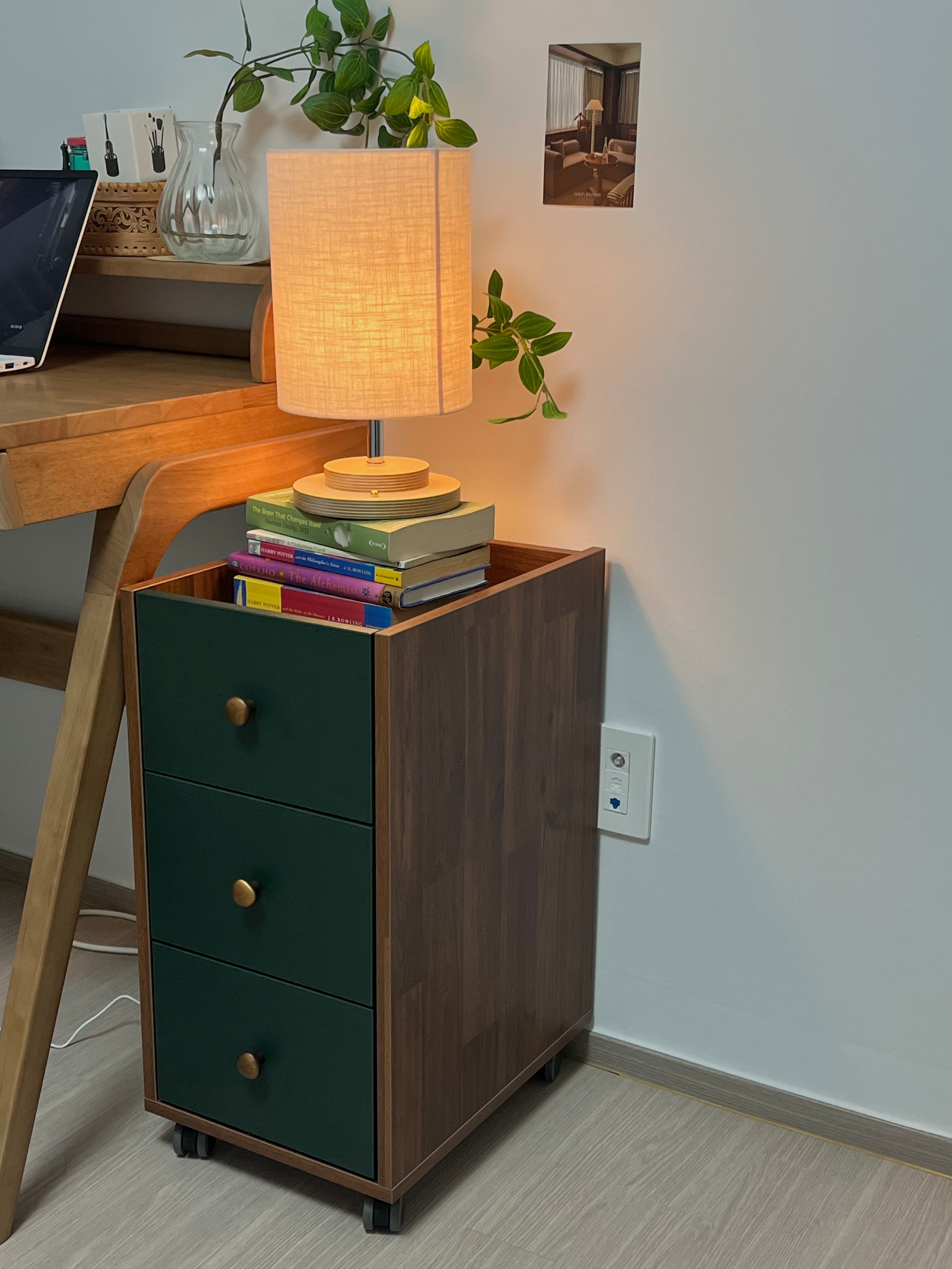 3-Drawer Rolling Storage Cart with Wood Accents user photo