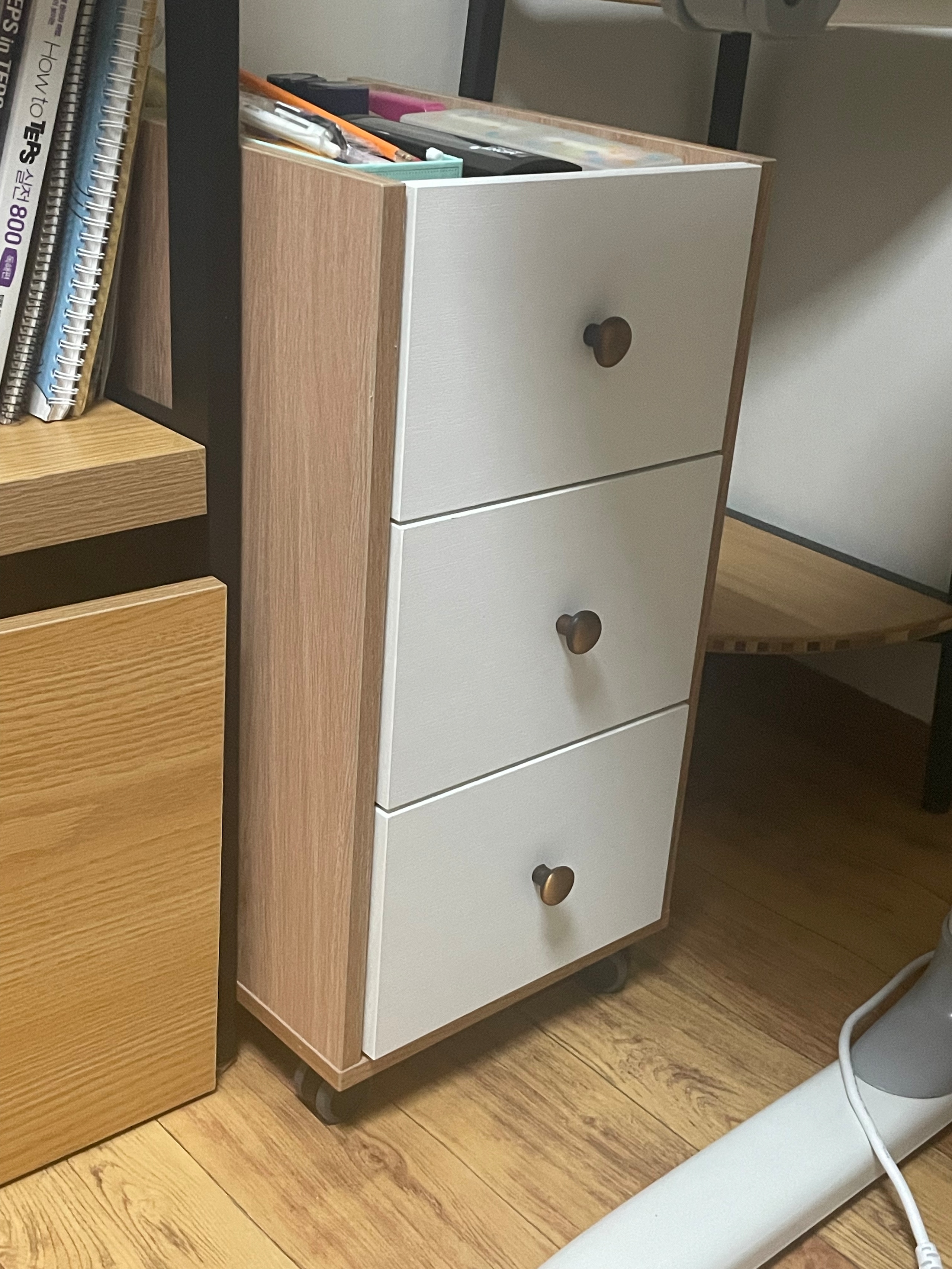 3-Drawer Rolling Storage Cart with Wood Accents user photo
