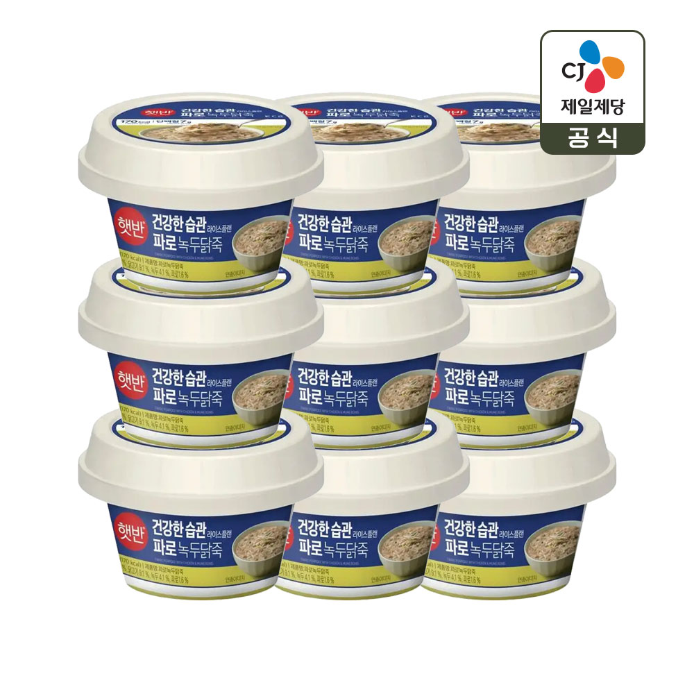 CJ제일제당 햇반죽 파로 녹두닭죽 265g x9개
