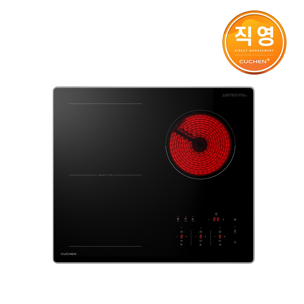 쿠첸 3구 하이브리드 전기레인지 빌트인 CIR-C3F3120DSBE