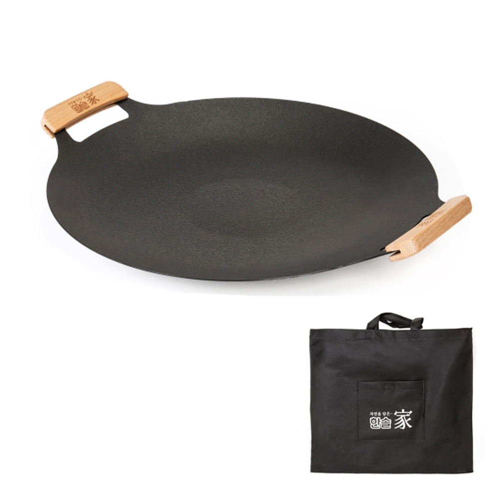 한솥가 캠핑 인덕션 바베큐 그릴 코팅 무쇠 그리들 팬 39cm