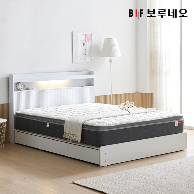 보루네오하우스 앳홈 스팅 템바보드 LED 서랍형 침대 SS-본넬매트리스