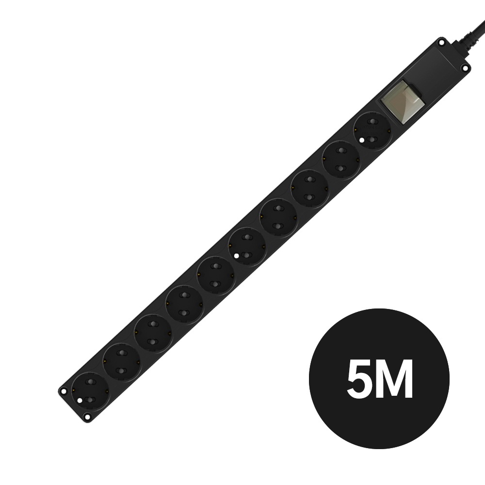 현대일렉트릭 블랙탭 10구 멀티탭 16A 1.5M 2.5M 5M 과부하차단 - 블랙탭 10구 16A 멀티탭_5M