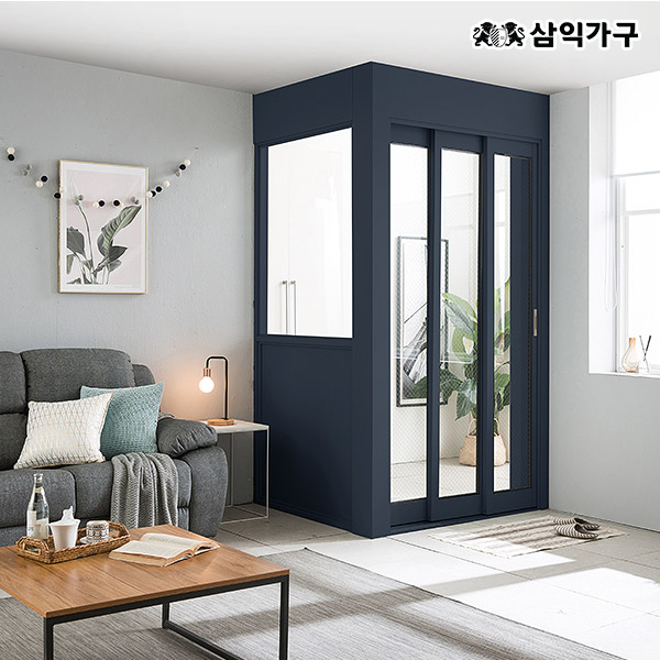 삼익가구 레오 ㄱ자형 슬림 중문 시공 3연동 1500 오픈형