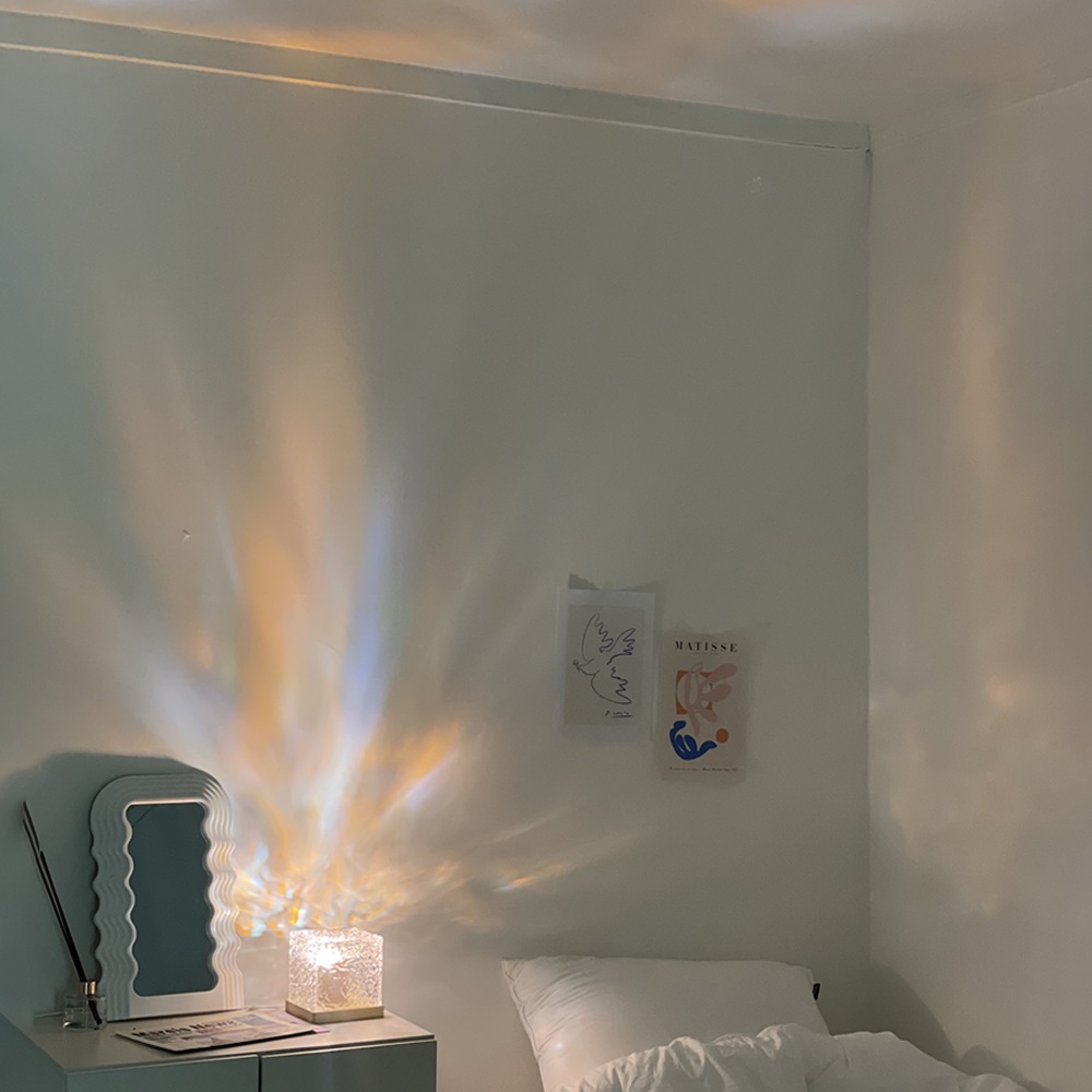 레나에너지 LED 크리스탈 바다 물멍 캠핑 조명 윤슬 스퀘어 오로라 무드등 홈카페 인테리어