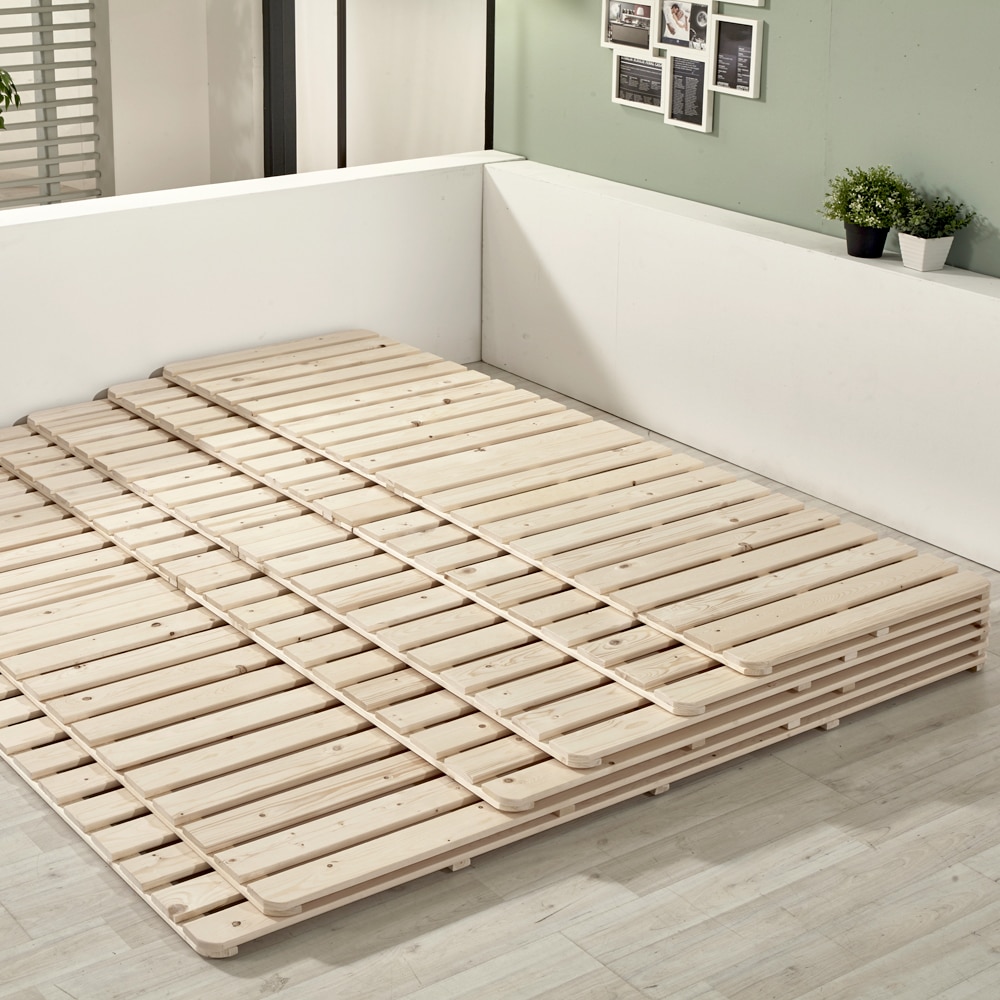 노르웨이숲 침대 프레임 매트리스 깔판 저상형 패밀리 받침대 미니싱글 600 - Q 퀸사이즈(149cm)_소나무 2단 접이식깔판