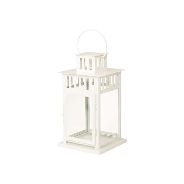 BORRBY, Lentera untuk lilin blok, dalam/luar ruang putih, 28 cm