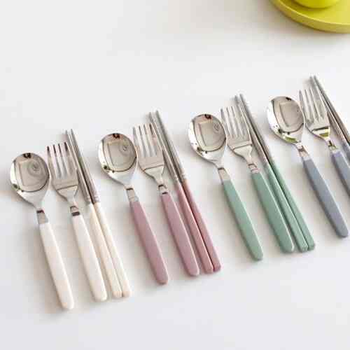 Korean Style Spoon, Fork, Chopsticks Set