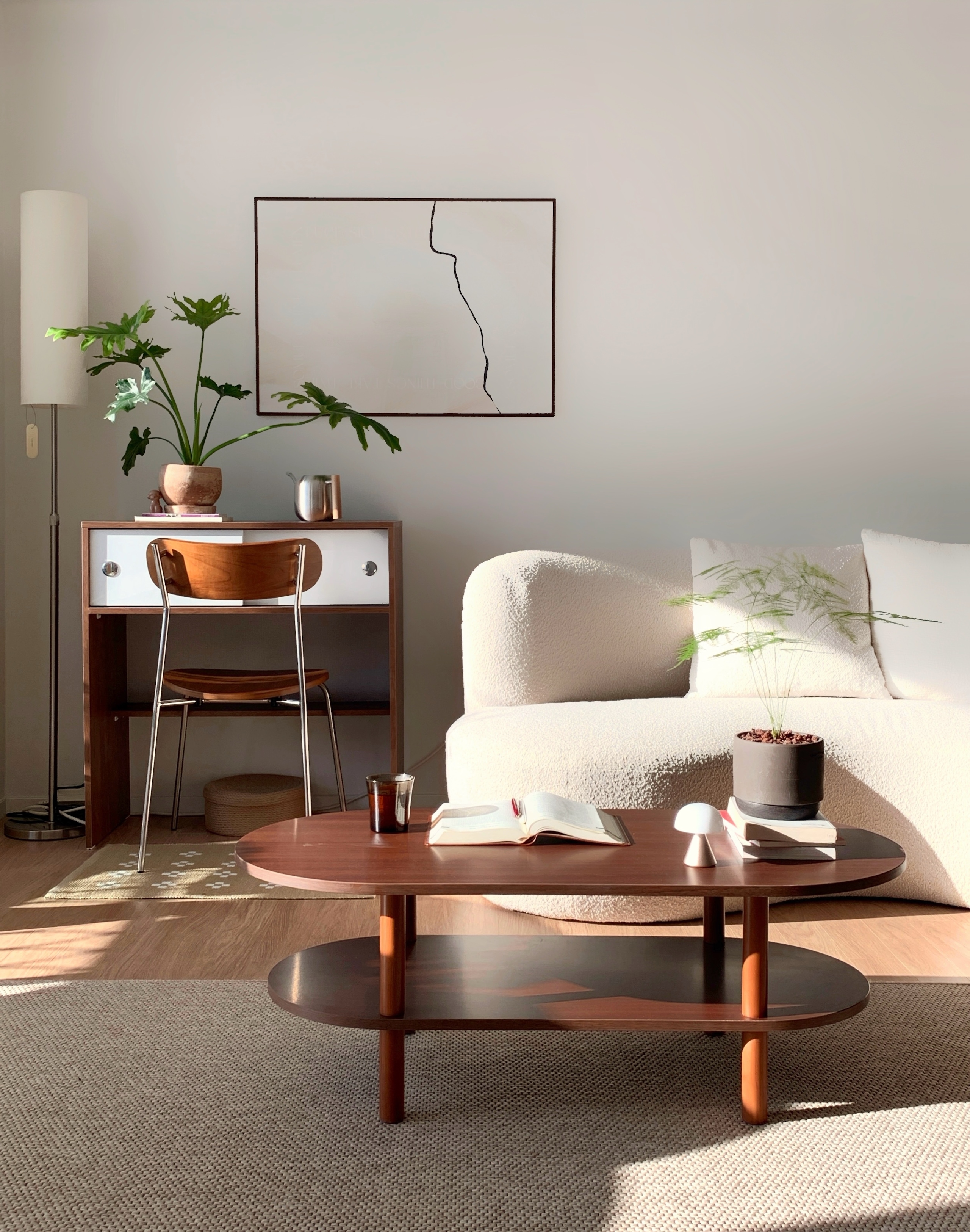 Walnut Oval Coffee Table with Storage Shelf user photo