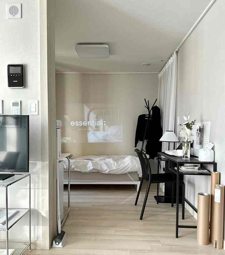 🇰🇷 ミニマルなモノトーンのテイスト、1LDKで一人暮らし💻ホームオフィスも！