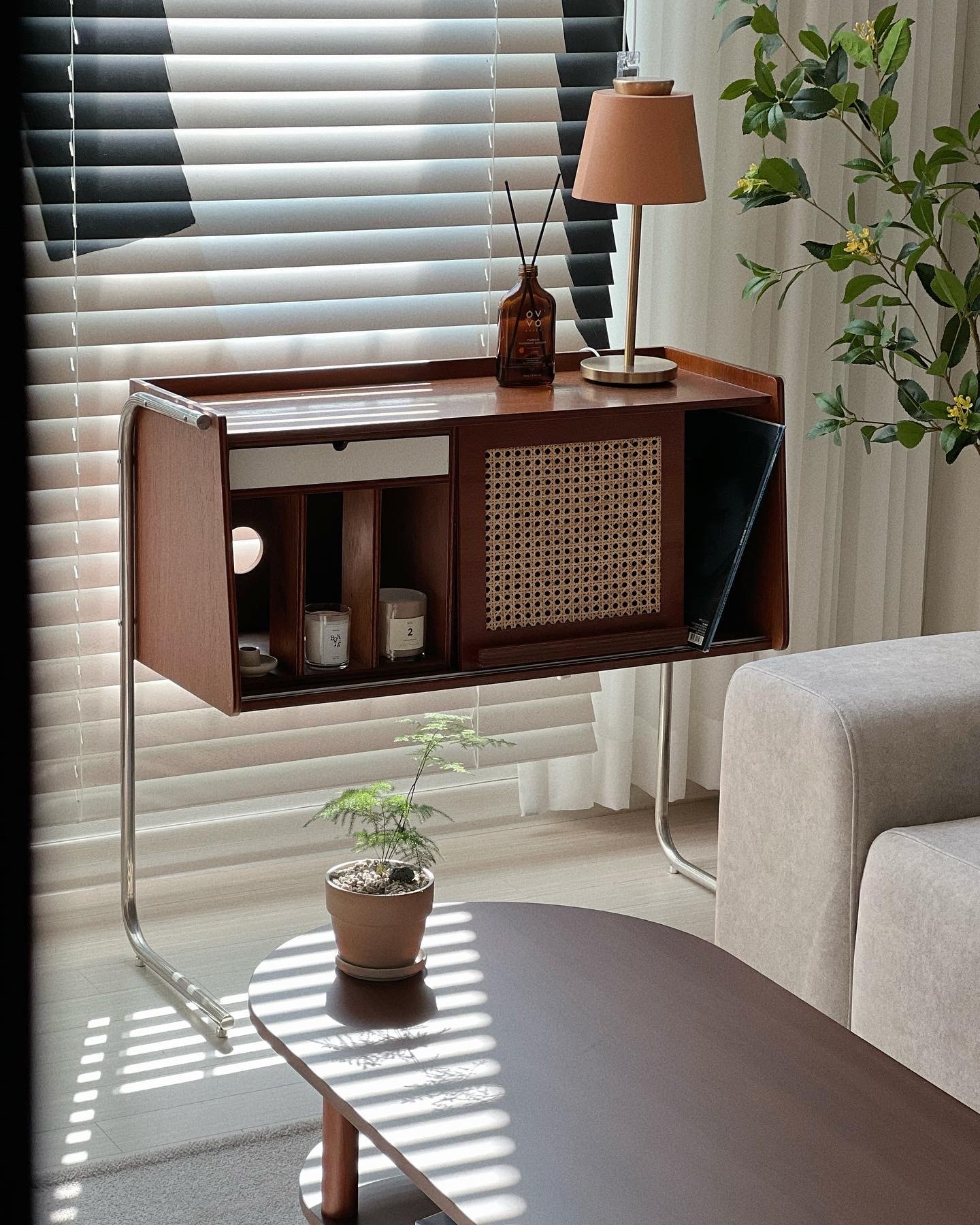 Walnut Oval Coffee Table with Storage Shelf user photo