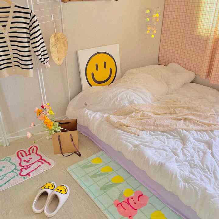 🇰🇷 2LDKで一人暮らし：カラフルな寝具で弾けるかようなインテリア