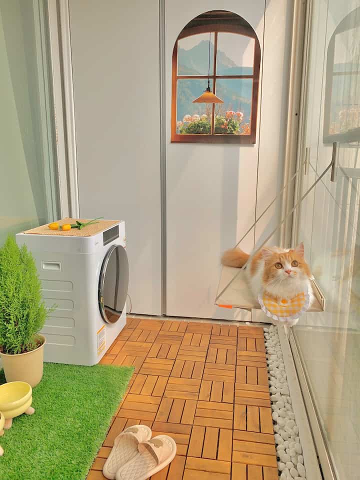 折りたたみ 窓用 キャットタワー［2色］を使ったコーディネート 1