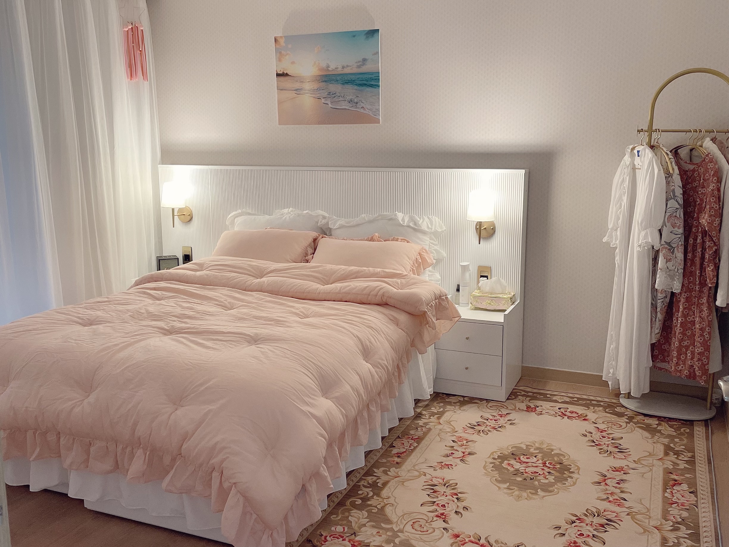 Soft Linen Touch Quilted Bed Skirt with Lace user photo