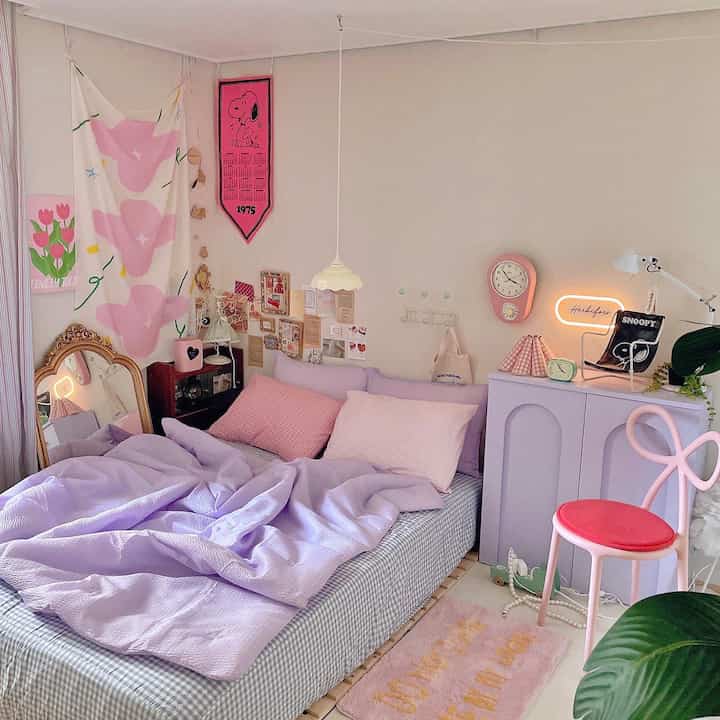 Change to summer bedding💜
instagram @___perola_
.
I think I need to fall in love with seersucker material in the summer to get a good night's sleep. I collected my favorite colors and matched them with purple and pink. Isn't it pretty?💗