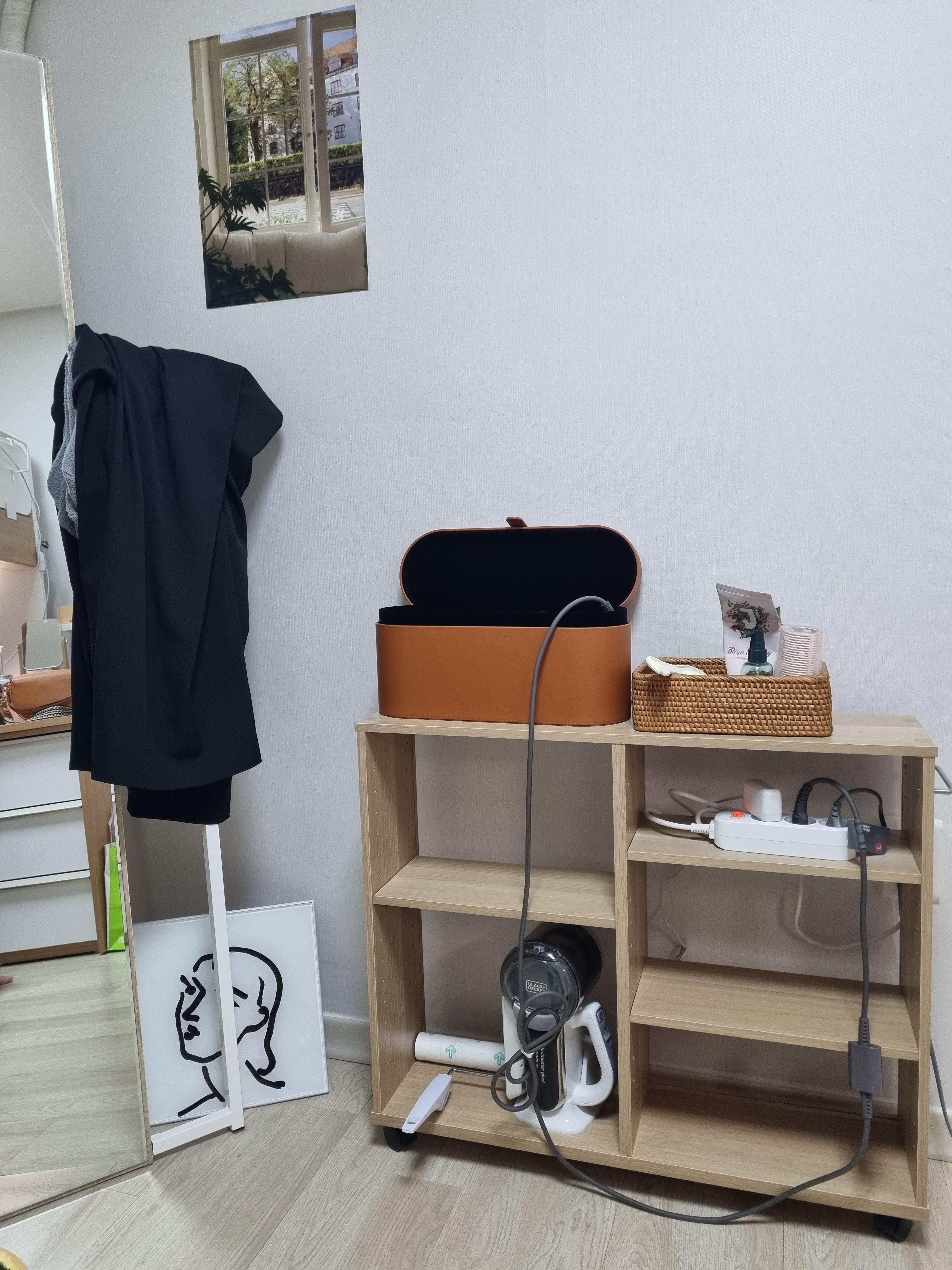 Slim Rolling Wood Utility Cart with Side Hook user photo