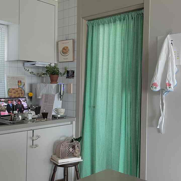 グリーンアップル チェック カーテン［3サイズ］を使ったコーディネート 3