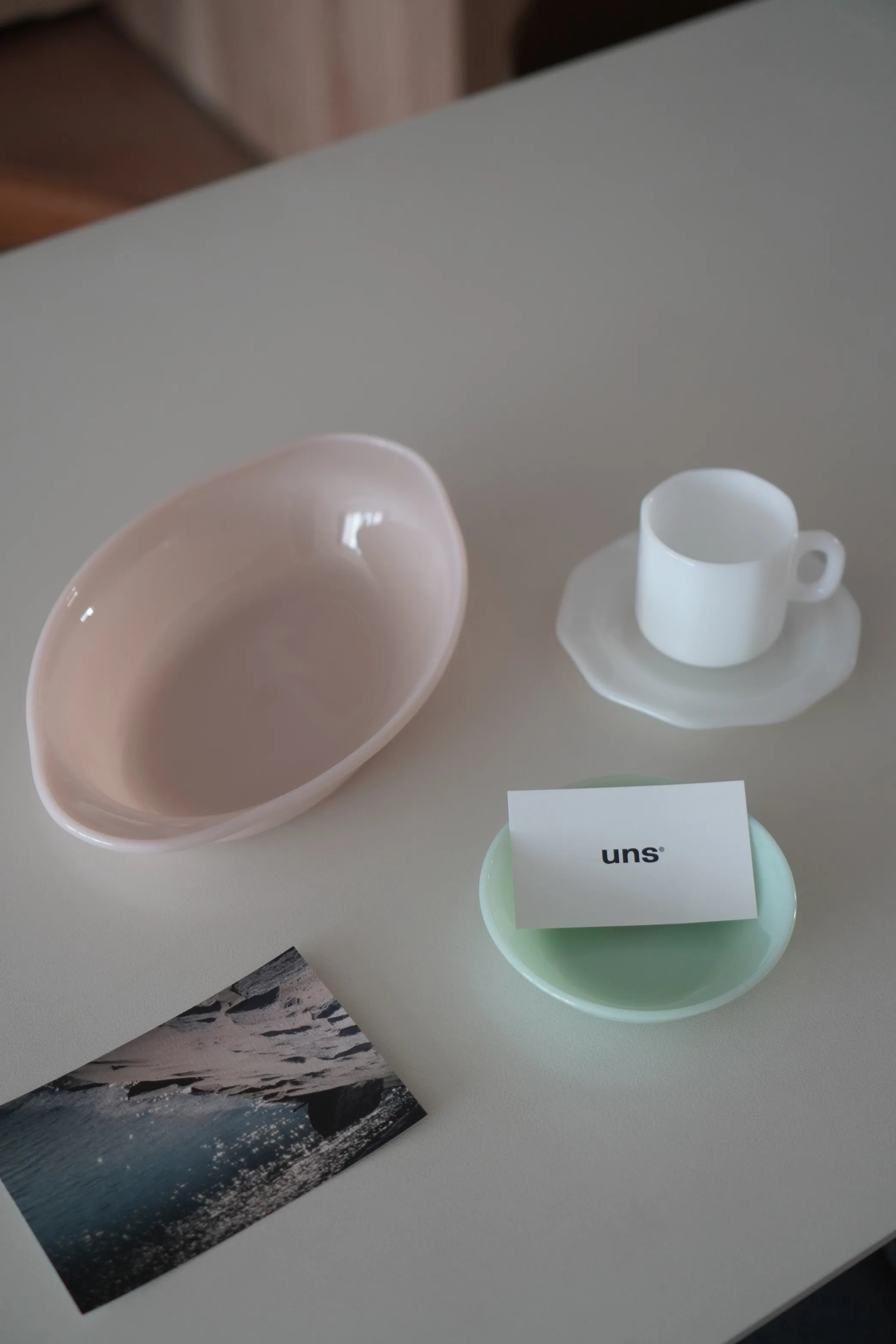 Milk Glass Coffee Cup & Saucer Set user photo