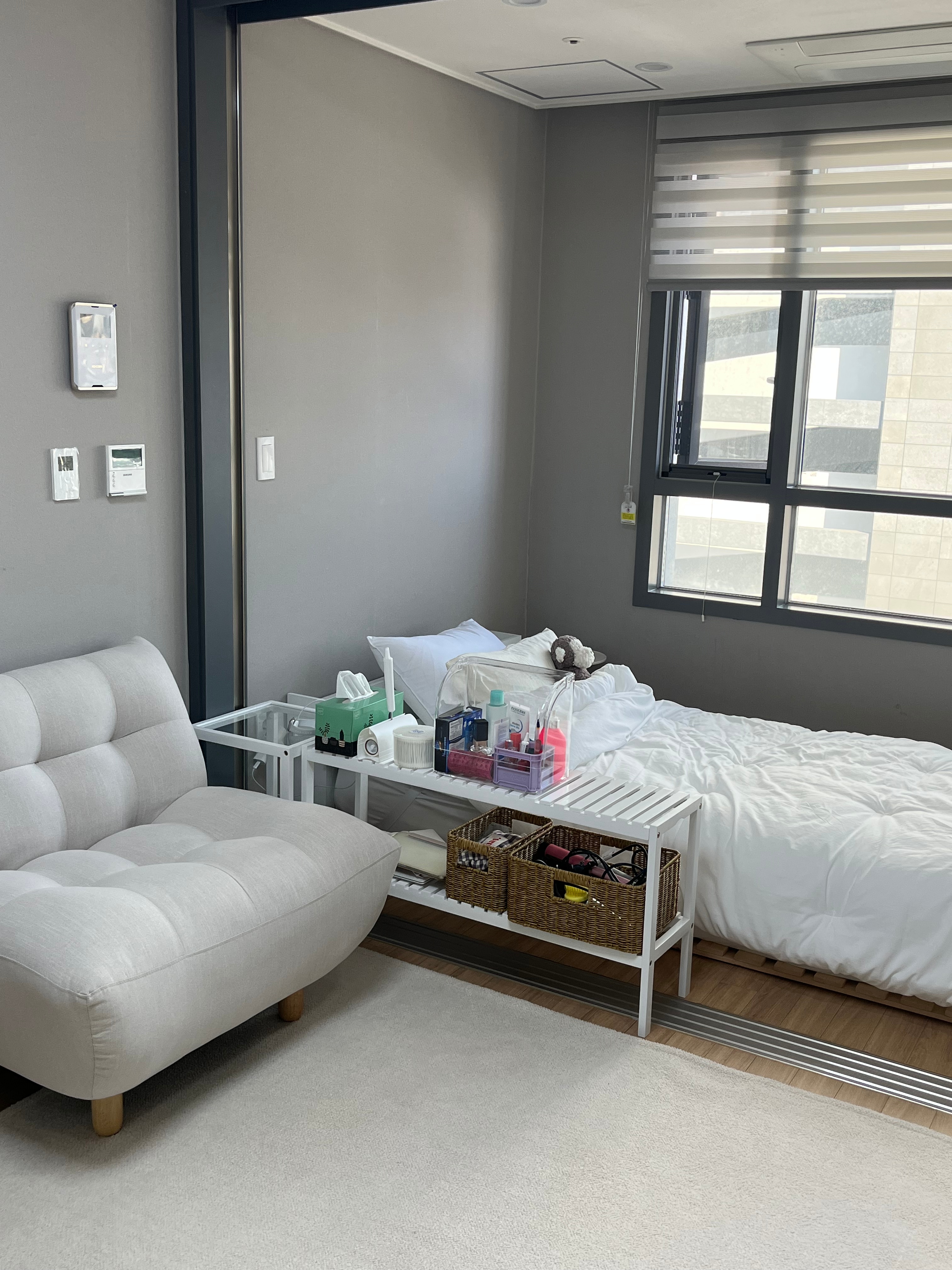 Low Bed Headboard with Concealed Shelf Storage user photo