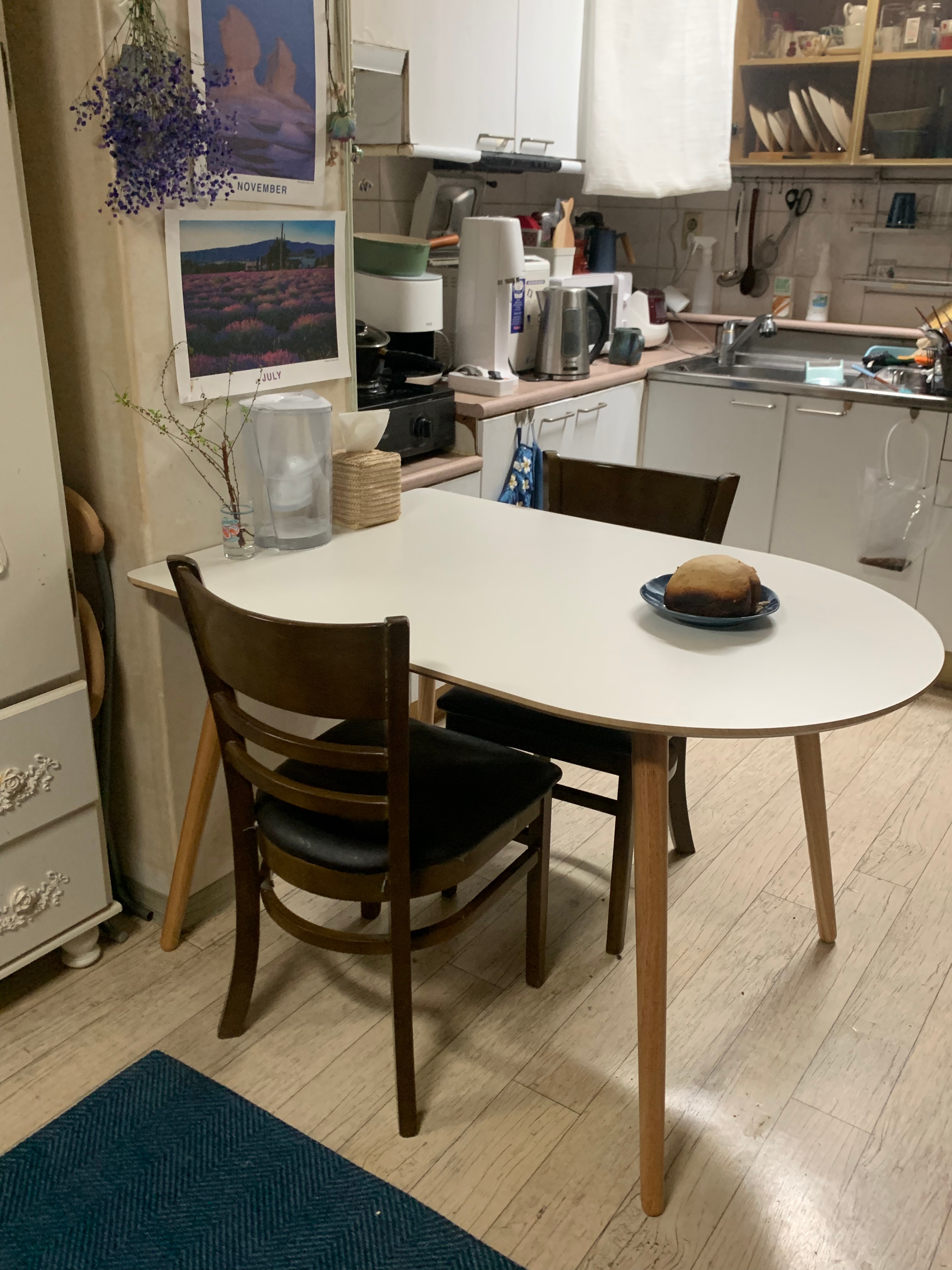 Half Oval Wooden Legs Dining Table user photo