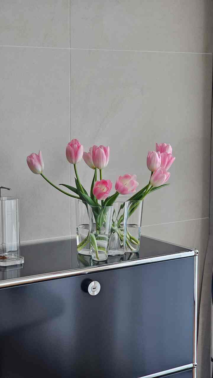 #집에서제일바빠
#Busy at home attachment item
#Flower interior 
#Flower #튤립 #알스트로메리아 #봄맞이 
#Flower vase
Flowers bring life to a space~
Our inseparable attachment item at home🩷