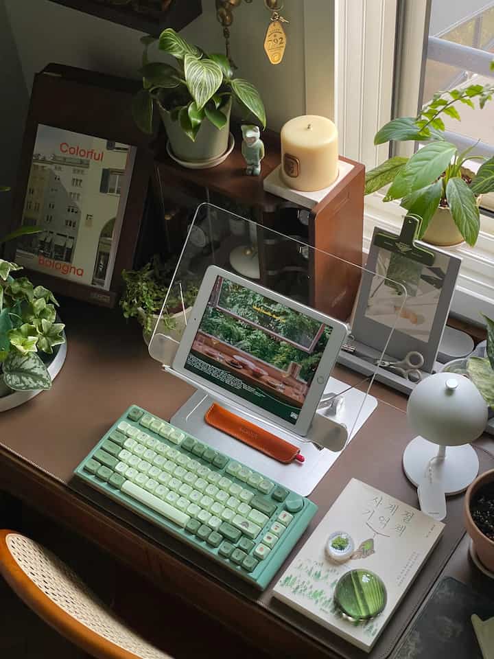 #함께만드는책방 This is a book that makes you think a lot about the memories and records of the four seasons disappearing, the climate crisis and animals disappearing for the benefit of people. The cover and illustrations are pretty, so it’s great for interior design too💚

#Plan interior #식물인테리어 #데스크테리어 #책 #책장 #책상꾸미기 #책상 #우드인테리어 #서재 #작업실 #키보드 #선반 #집에서제일바빠