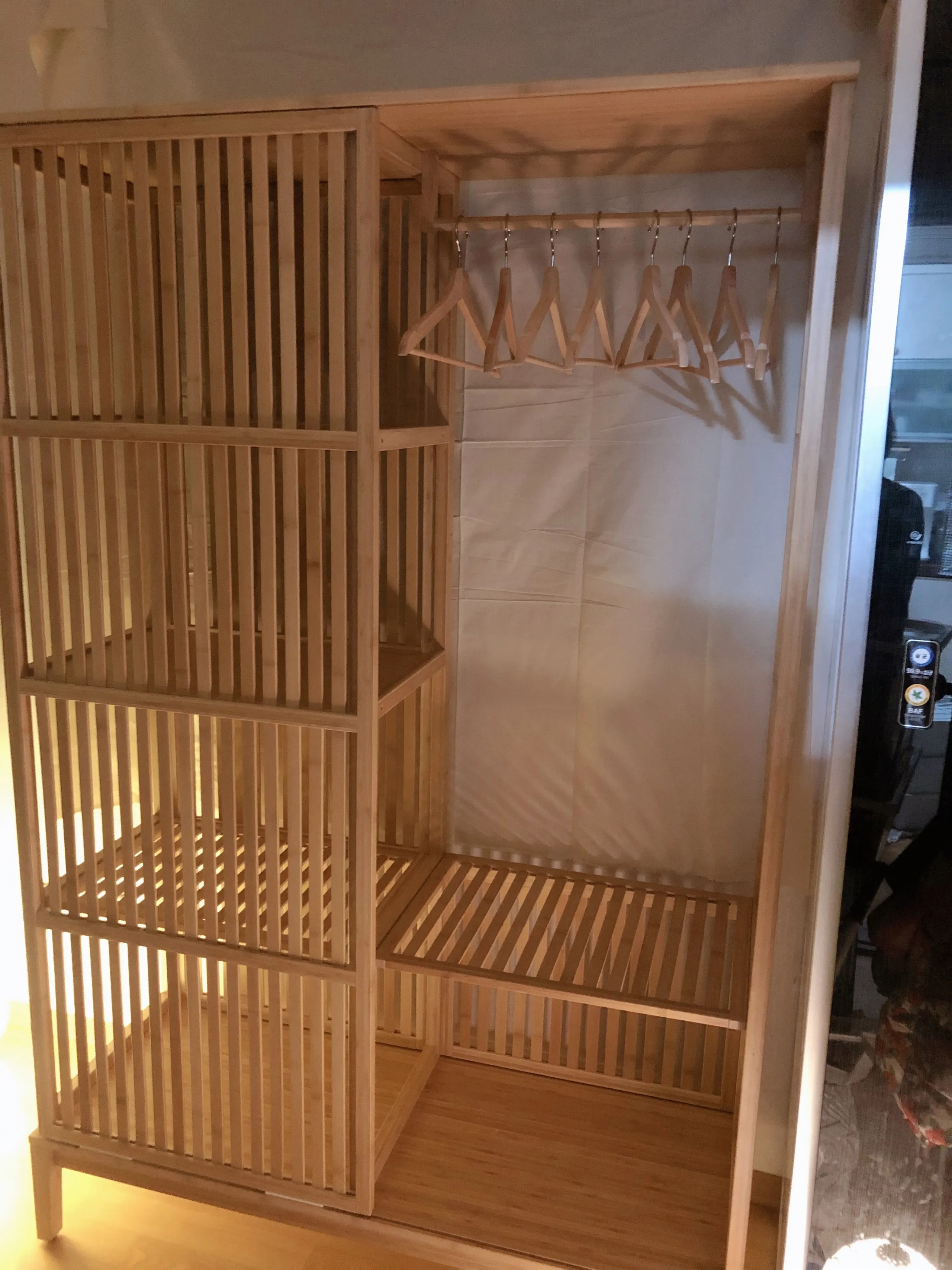 IKEA NORDKISA ノールドシーサオープンワードローブ 引き戸付き 竹