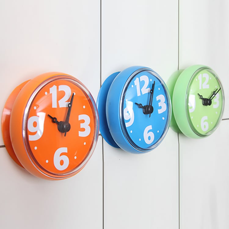 오늘의집 디자인에버 심플컬러 무타공 무소음 욕실시계 주방시계 흡착식 방수시계 벽시계 흡착시계