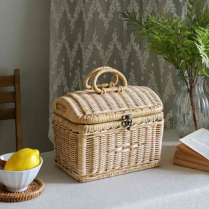 ナチュラル ラタン ピクニックバスケット［2色］