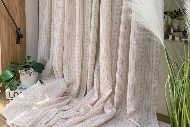 리보니 빈티지 레트로 쉬폰 커튼 창문 작은창 거실 가림막 가리개커튼