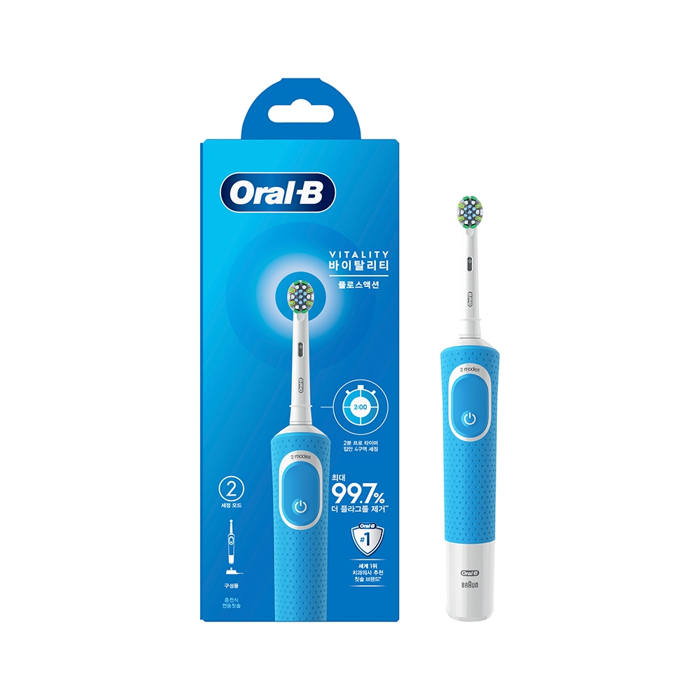 오랄비 Oral-B 전동칫솔 D100 바이탈리티 플로스액션 블루