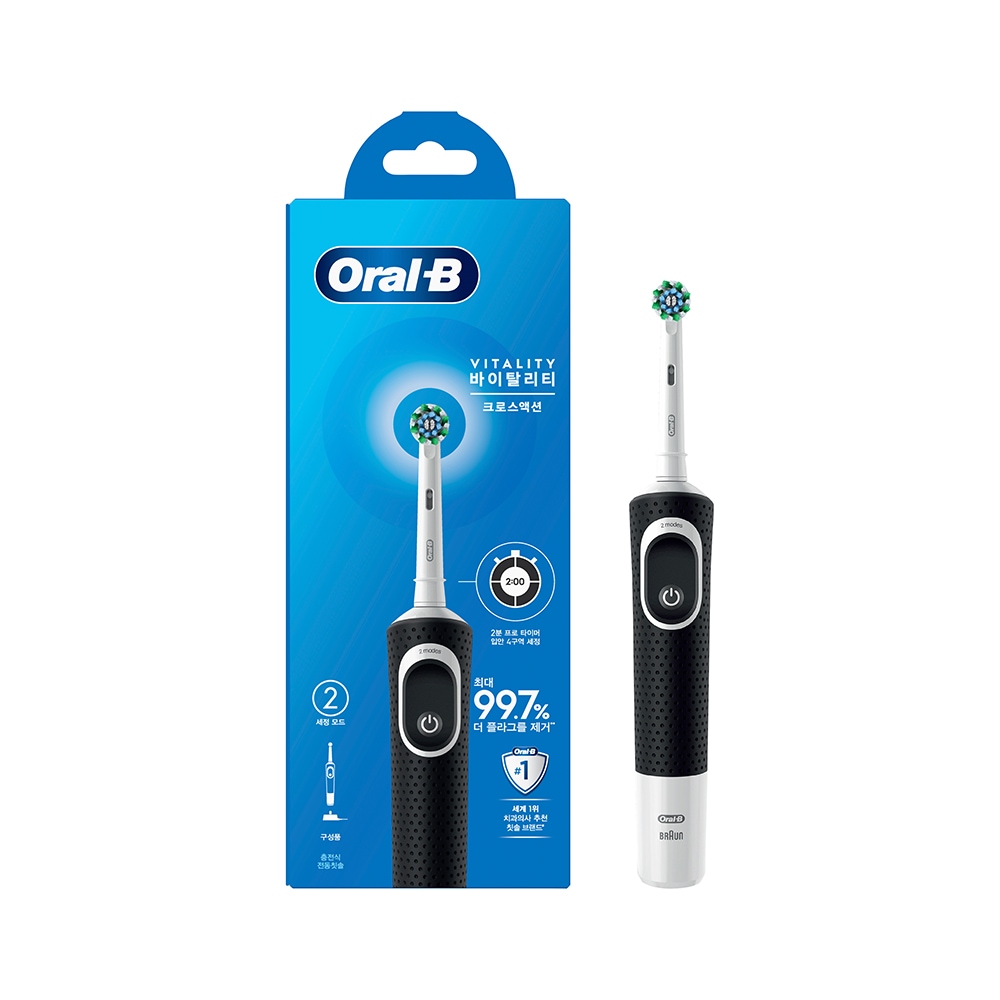 오랄비 Oral-B 전동칫솔 D100 바이탈리티 크로스액션 블랙