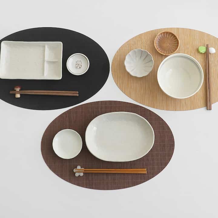 竹 楕円 ロール ランチョンマット［3色］