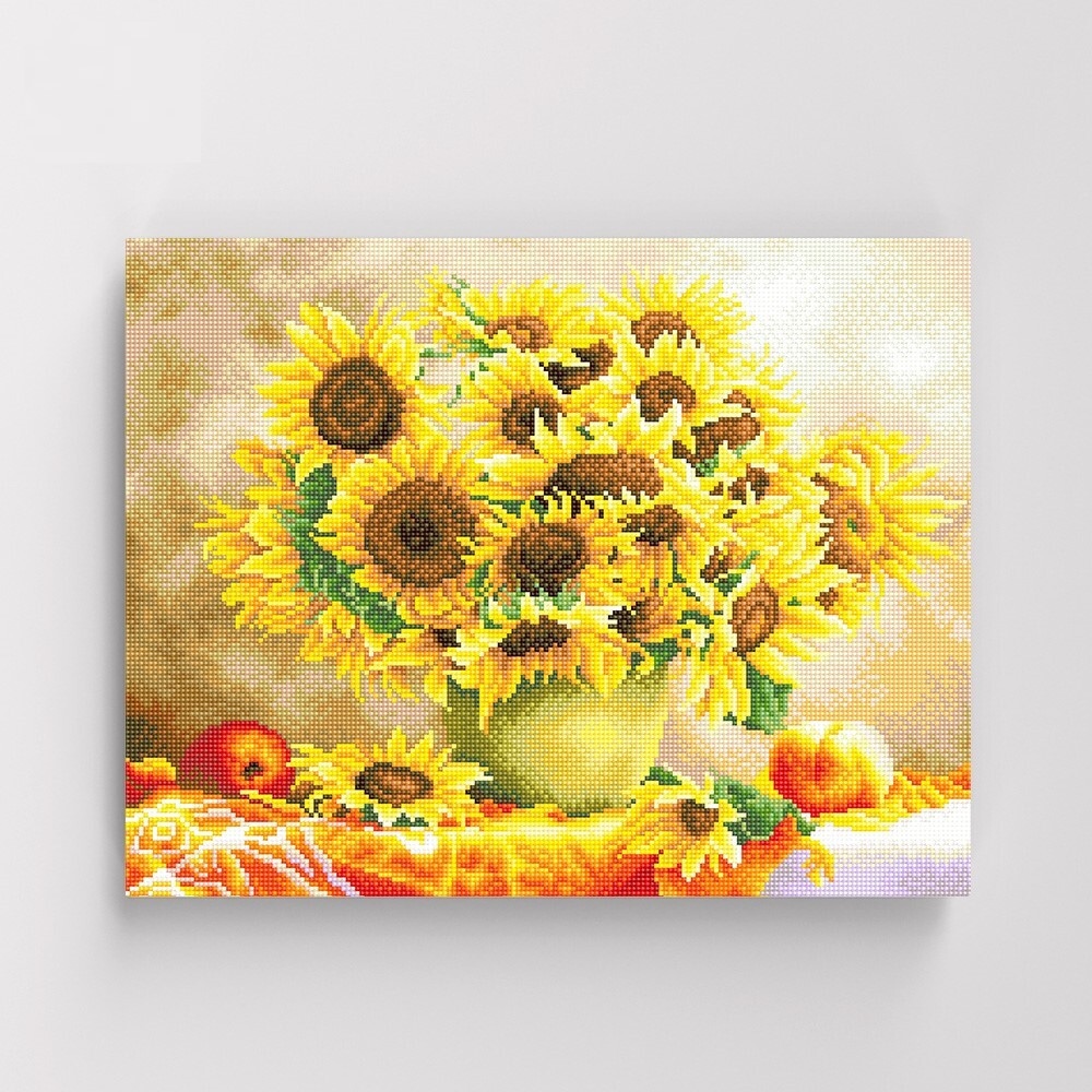 아이러브페인팅 DIY캔버스형 보석십자수 40x50cm 해바라기 베이스