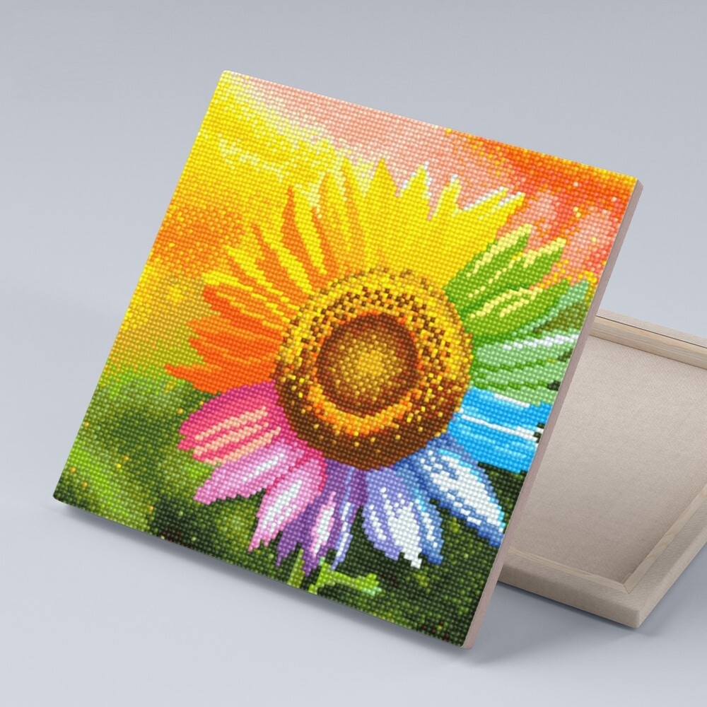 아이러브페인팅 DIY캔버스형 보석십자수 30x30cm 무지개해바라기