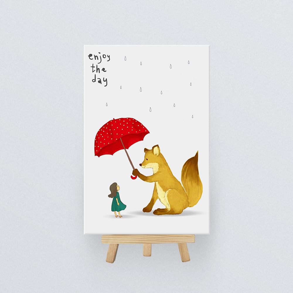 오늘의집 아이러브페인팅 DIY미니이젤형 보석십자수 10x15cm 여우와 소녀