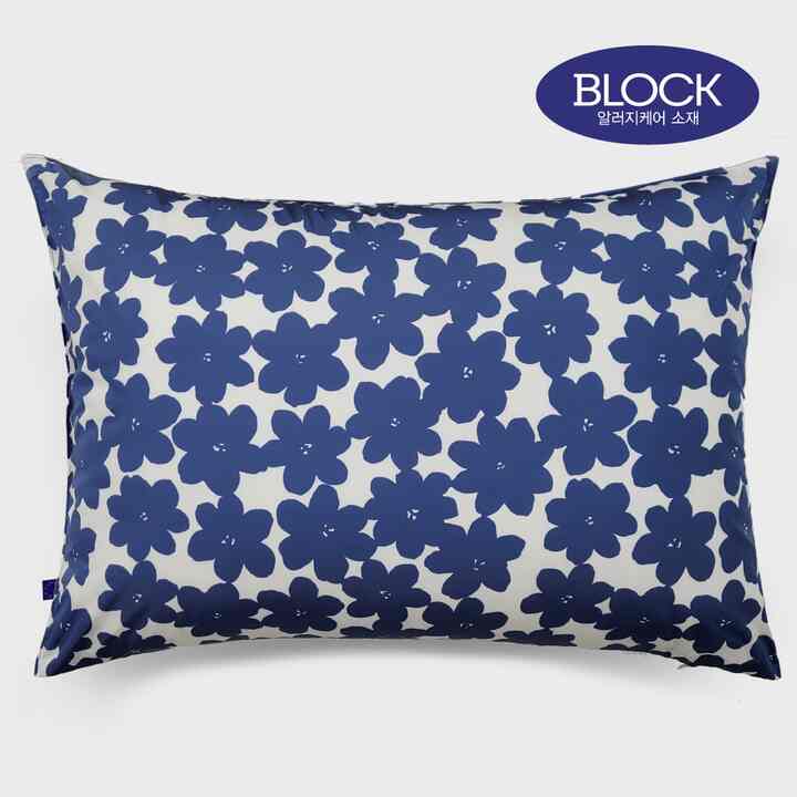 Blue Flower パターン レイヤード枕カバー 2material