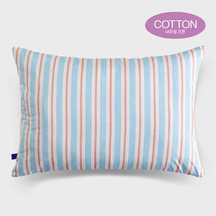 Blue & Orange Stripe パターン レイヤード枕カバー