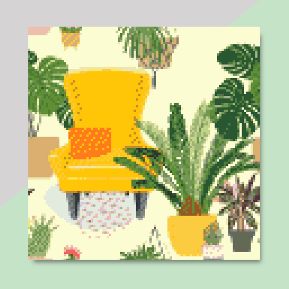 원더아트 DIY 보석십자수 액자형캔버스_플랜테리어시리즈 나의정원_(30X30)