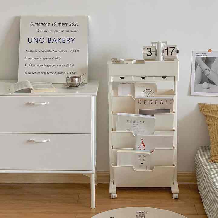 ベーシック ホワイト 5段 ブックトロリー