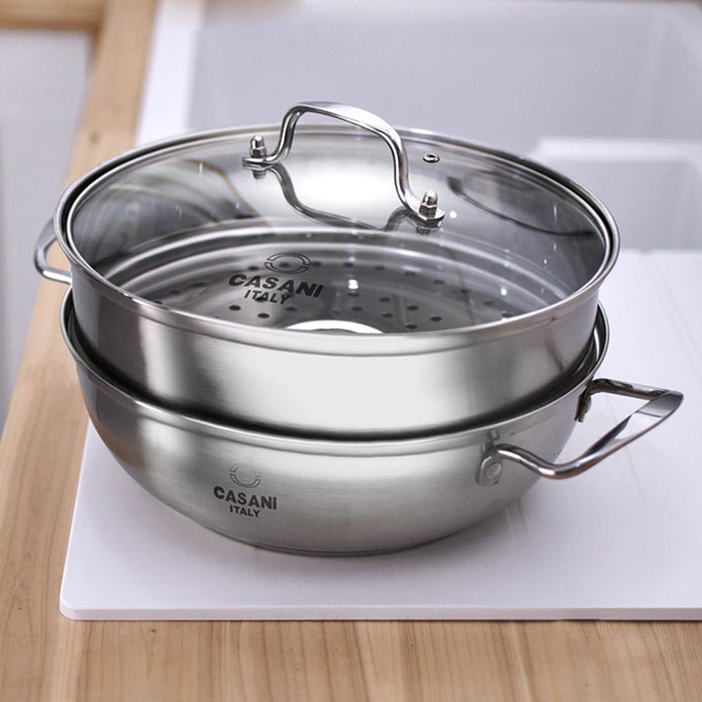 까사니 2단 스텐 찜기 찜통 찜냄비 (찜판증정) 큰냄비 30cm