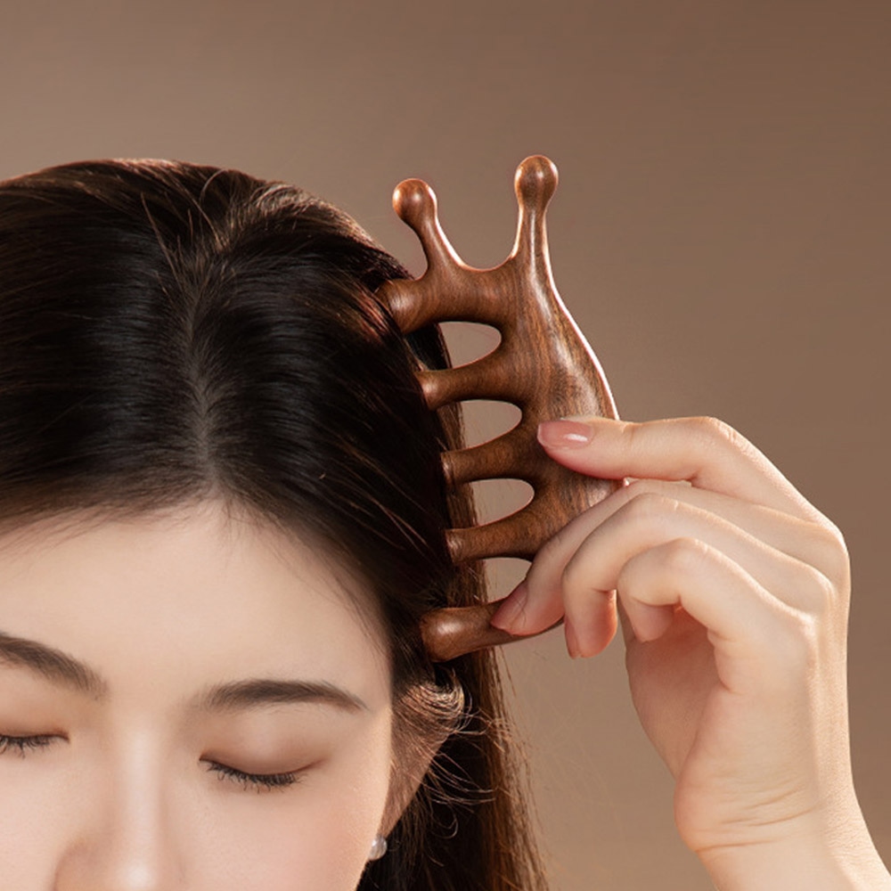 모나코올리브 원목 달팽이형 괄사 마사지 빗 두피 지압 얼굴 전신 케어 1P+1P