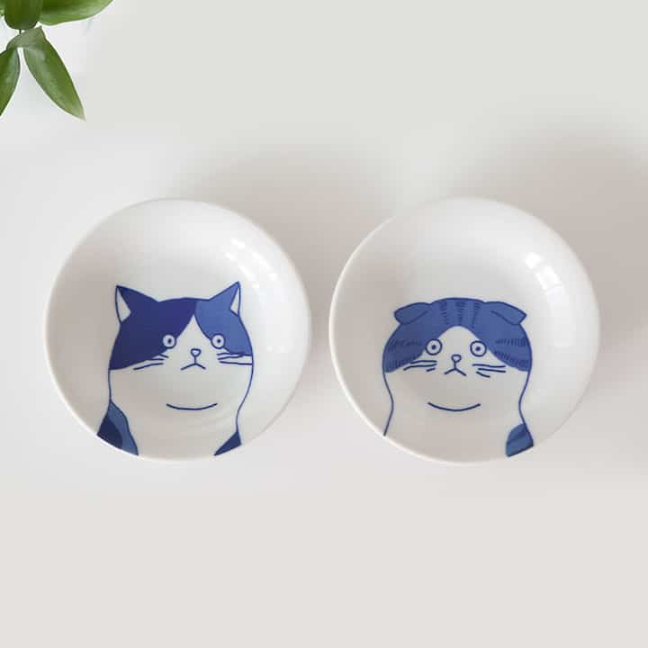 Cat Illustration Porcelain Dish Set – 5 Piece