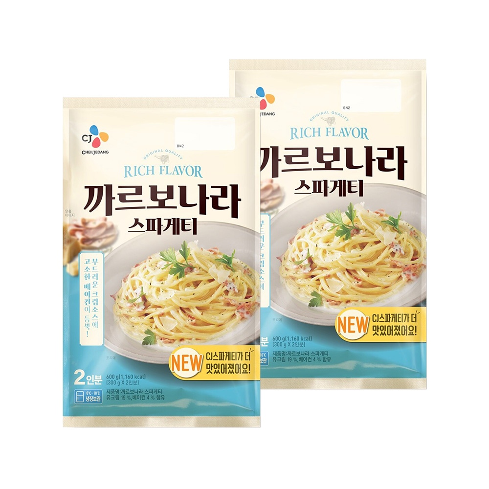 CJ제일제당 CJ 까르보나라 스파게티 2인분(600g)*2개