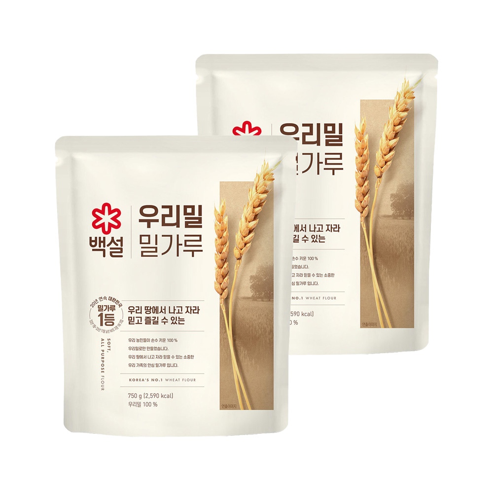 CJ제일제당 백설 우리밀 밀가루 750g*2개