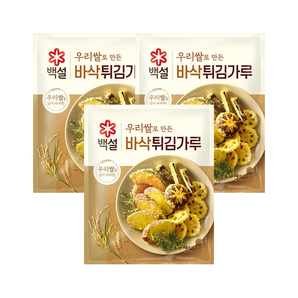 백설 우리쌀로 만든 바삭 튀김가루 1kg x3개