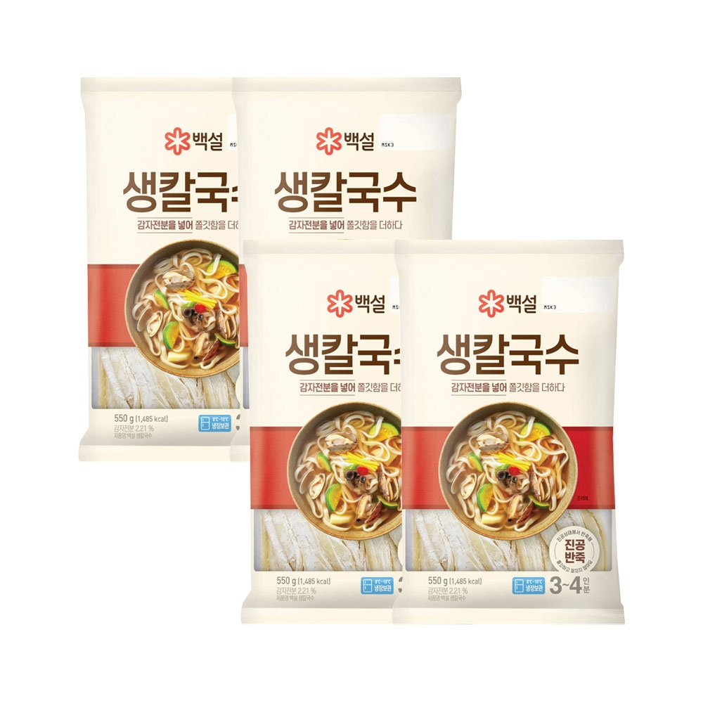 CJ제일제당 백설 생칼국수면 550g x4개