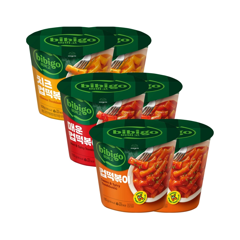 CJ제일제당 비비고 컵떡볶이*6개(오리지널*2개+스파이시*2개+치즈*2개)